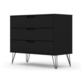 Rockefeller Mid-Century- Modern Dresser with 3-Drawers in Black