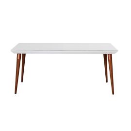 Utopia 62.99" Modern Beveled Rectangular Dining Table with Glass Top in White Gloss