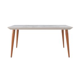 Utopia 62.99" Modern Beveled Rectangular Dining Table with Glass Top in Off White