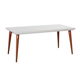 Utopia 70.86" Modern Beveled Rectangular Dining Table with Glass Top in White Gloss