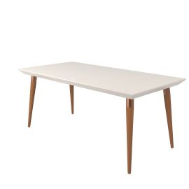 Utopia 70.86" Modern Beveled Rectangular Dining Table with Glass Top in Off White