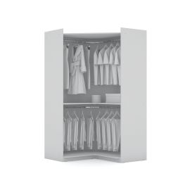 Manhattan Comfort Mulberry 2.0 Semi Open 3 Sectional Modern Wardrobe Corner Closet with 4 Drawers - Set of 3 in White