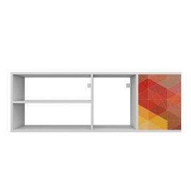Manhattan Comfort Minetta 46" Floating Entertainment Center with 4 Shelves in White Red Yellow Stamp