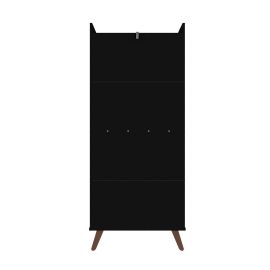 Manhattan Comfort Hampton 4-Tier Bookcase with Solid Wood Legs in Black