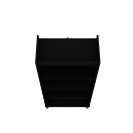 Manhattan Comfort Hampton 4-Tier Bookcase with Solid Wood Legs in Black