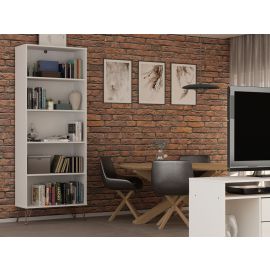 Manhattan Comfort Rockefeller Bookcase 3.0 with 5 Shelves and Metal Legs in White