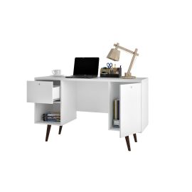 Manhattan Comfort Edgar 1-Drawer Mid-Century Office Desk in White
