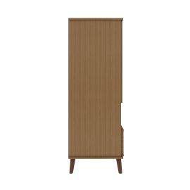 Manhattan Comfort Hampton 26.77 Display Cabinet 6 Shelves and Solid Wood Legs in Maple Cream