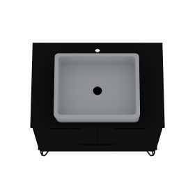 Manhattan Comfort Rockefeller 26.38 Bathroom Vanity Sink 1.0 with Metal Legs in Black