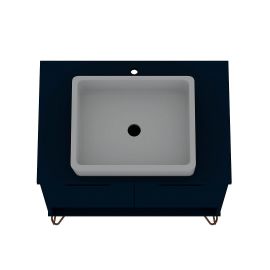 Manhattan Comfort Rockefeller 26.38 Bathroom Vanity Sink 2.0 with Metal Legs in Tatiana Midnight Blue