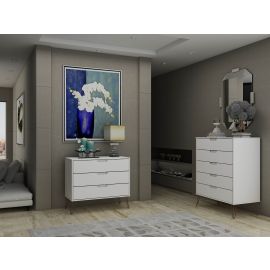 Manhattan Comfort Rockefeller 5-Drawer and 3-Drawer White Dresser Set