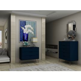 Manhattan Comfort Rockefeller 5-Drawer and 3-Drawer Tatiana Midnight Blue Dresser Set