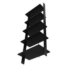 Manhattan Comfort Cooper 5-Shelf Floating Ladder Bookcase in Black