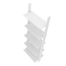 Manhattan Comfort Cooper 5-Shelf Floating Ladder Bookcase in White