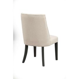 Alpine Live Edge Set of 2 Upholstered Parson Chairs, Cream/Black