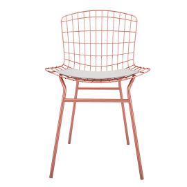 Manhattan Comfort Madeline Chair with Seat Cushion in Rose Pink Gold and White