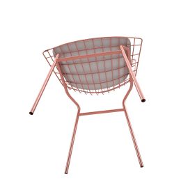 Manhattan Comfort Madeline Chair with Seat Cushion in Rose Pink Gold and White