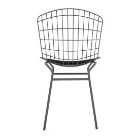Madeline Chair with Seat Cushion in Charcoal Grey and White