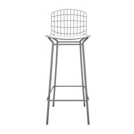 Manhattan Comfort Madeline 41.73" Barstool with Seat Cushion in Charcoal Grey and White