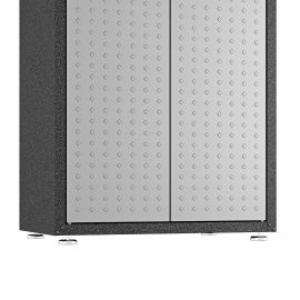 Manhattan Comfort Fortress Textured Metal 75.4" Garage Cabinet with 4 Adjustable Shelves in Grey