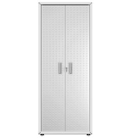 Fortress Textured Metal 75.4" Garage Cabinet with 4 Adjustable Shelves in White