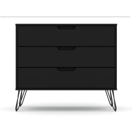 Manhattan Comfort Rockefeller 3-Drawer Black Dresser (Set of 2)
