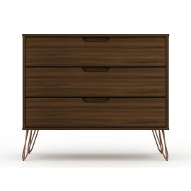 Manhattan Comfort Rockefeller 3-Drawer Brown Dresser (Set of 2)