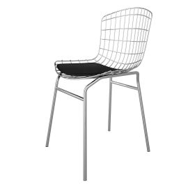 2-Piece Madeline Metal Chair with Seat Cushion in Silver and Black