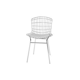 2-Piece Madeline Metal Chair with Seat Cushion in Silver and White