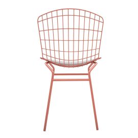Madeline Chair Set of 2 with Seat Cushion in Rose Pink Gold and White