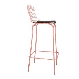Madeline 41.73" Barstool Set of 2 with Seat Cushion in Rose Pink Gold and Black