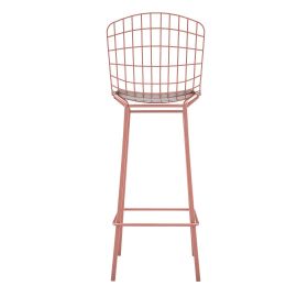 Madeline 41.73" Barstool Set of 2 with Seat Cushion in Rose Pink Gold and White
