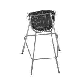 Madeline 41.73" Barstool Set of 2 with Seat Cushion in Charcoal Grey and Black