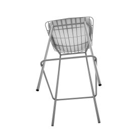 Madeline 41.73" Barstool Set of 2 with Seat Cushion in Charcoal Grey and White