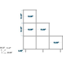 Manhattan Comfort Cascavel Stair Cubby with 6 Cube Shelves in White. Set of 2