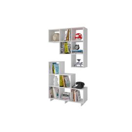 Manhattan Comfort Cascavel Stair Cubby with 6 Cube Shelves in White. Set of 2