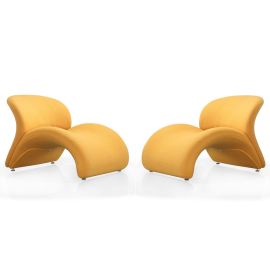 Manhattan Comfort Rosebud Yellow Wool Blend Accent Chair (Set of 2)