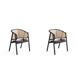 Versailles Armchair in Black and Natural Cane - Set of 2