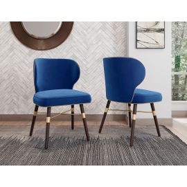 Manhattan Comfort Strine Royal Blue Velvet Dining Chair (Set of 2)