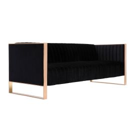 Manhattan Comfort Trillium 2-Piece Black and Gold Sofa and Armchair Set