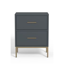 Alpine Madelyn Two Drawer Nightstand, Slate Gray