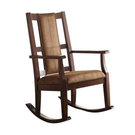 ACME Butsea Rocking Chair in Brown Fabric & Espresso