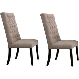 ACME Morland Side Chair (Set-2) in Tan Linen & Vintage Black