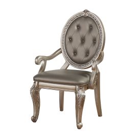 ACME Northville Arm Chair (Set-2) in PU & Antique Silver