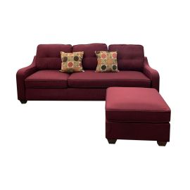 ACME Cleavon II Sectional Sofa & 2 Pillows in Red Linen