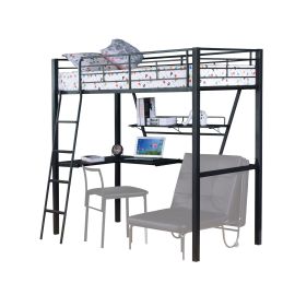 ACME Senon Loft Bed & Desk in Silver & Black