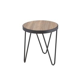 ACME Bage End Table in Weathered Gray Oak & Metal