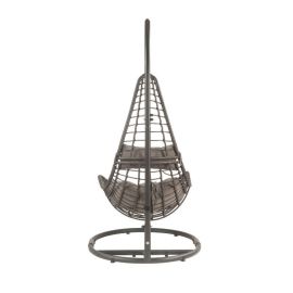 ACME Uzae Patio Hanging Chair with Stand, Gray Fabric & Charcaol Wicker