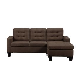 ACME Earsom Sectional Sofa (Rev. Chaise), Brown Linen 