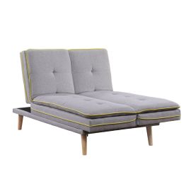 ACME Savilla Adjustable Sofa, Gray Linen & Oak Finish 